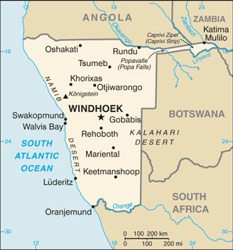 Landkarte Namibia Landkarte Namibia