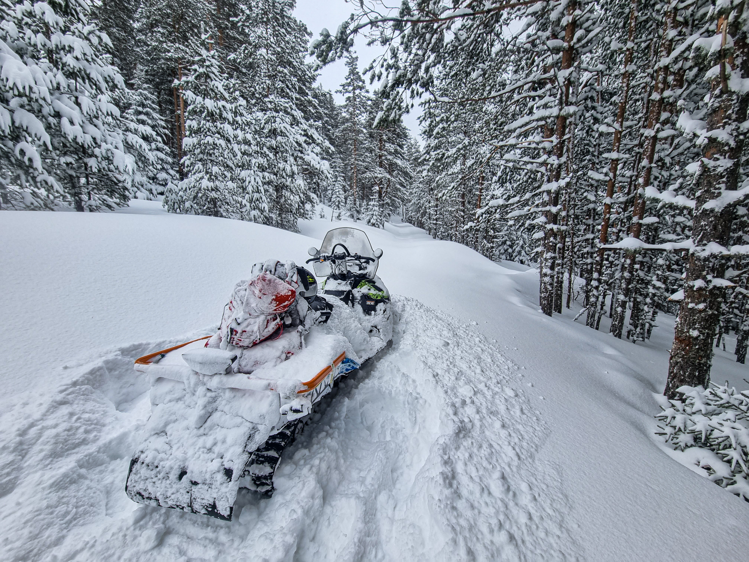 Auf unseren Snowmobiltouren mit dem Skidoo unterwegs