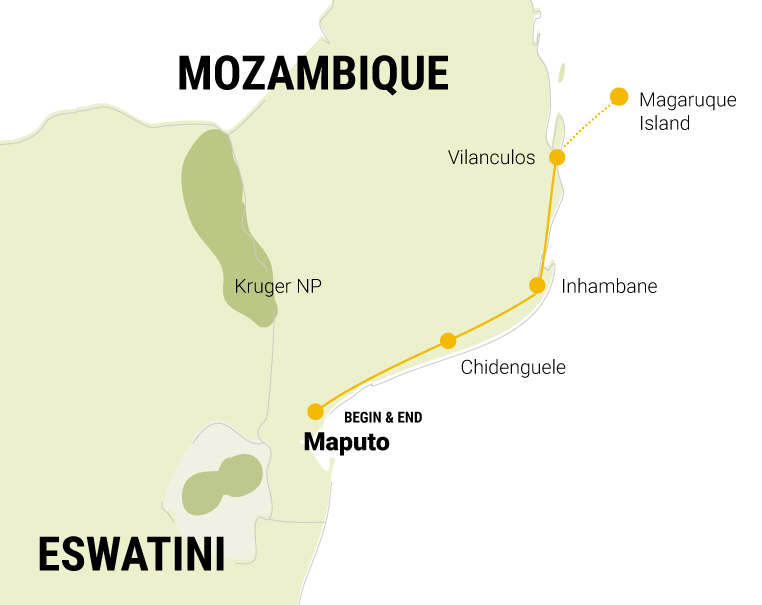 Reiseverlauf der Gruppenreise - Entdecke Mosambik