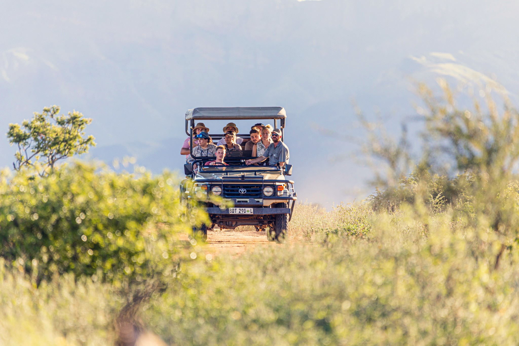 Auf Pirsch mit Safari Expedition Fahrzeug im Krüger Nationalpark in Südafrika