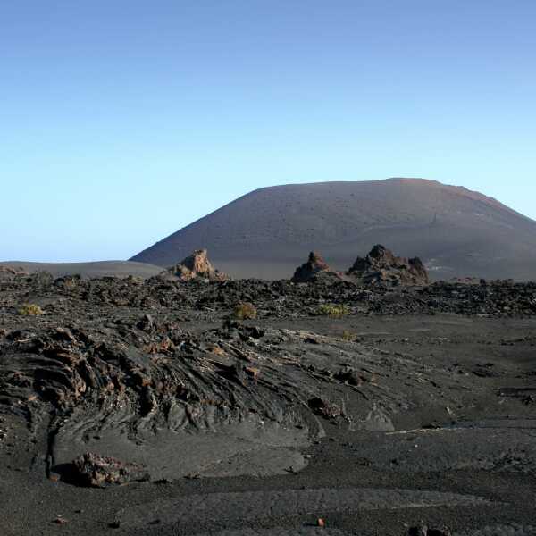 Motorradreisen Spanien Blick Lavaformationen Panoramablick
