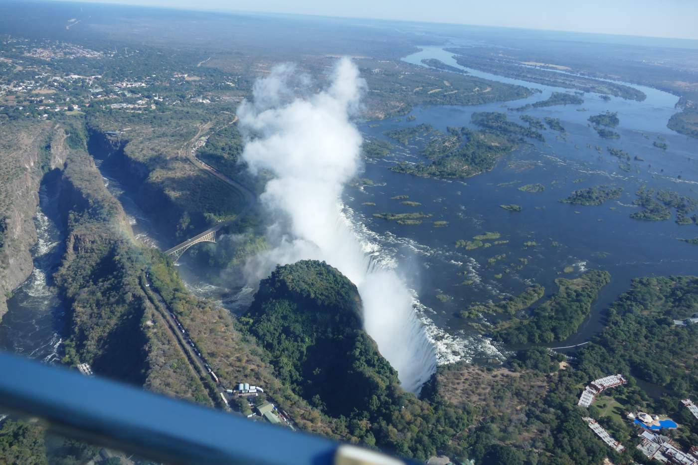 Blick auf die Victoria Fälle in Sambia