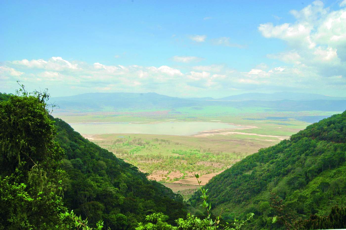 Blick in den Ngorongoro Krater - Tansania auf der Tansania Selbstfahrer Land Rover Defender Safari Reise Abenteuer Ngoronogoro Conservation Area