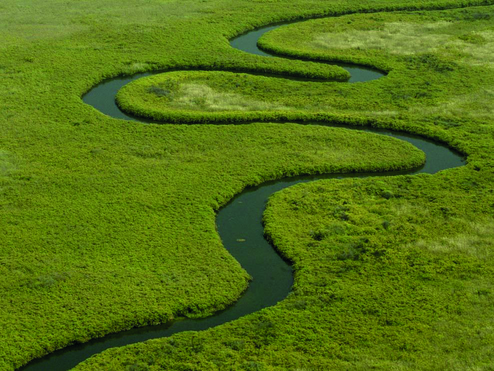 Fluss Verlauf im Okavango Delta in Botswana