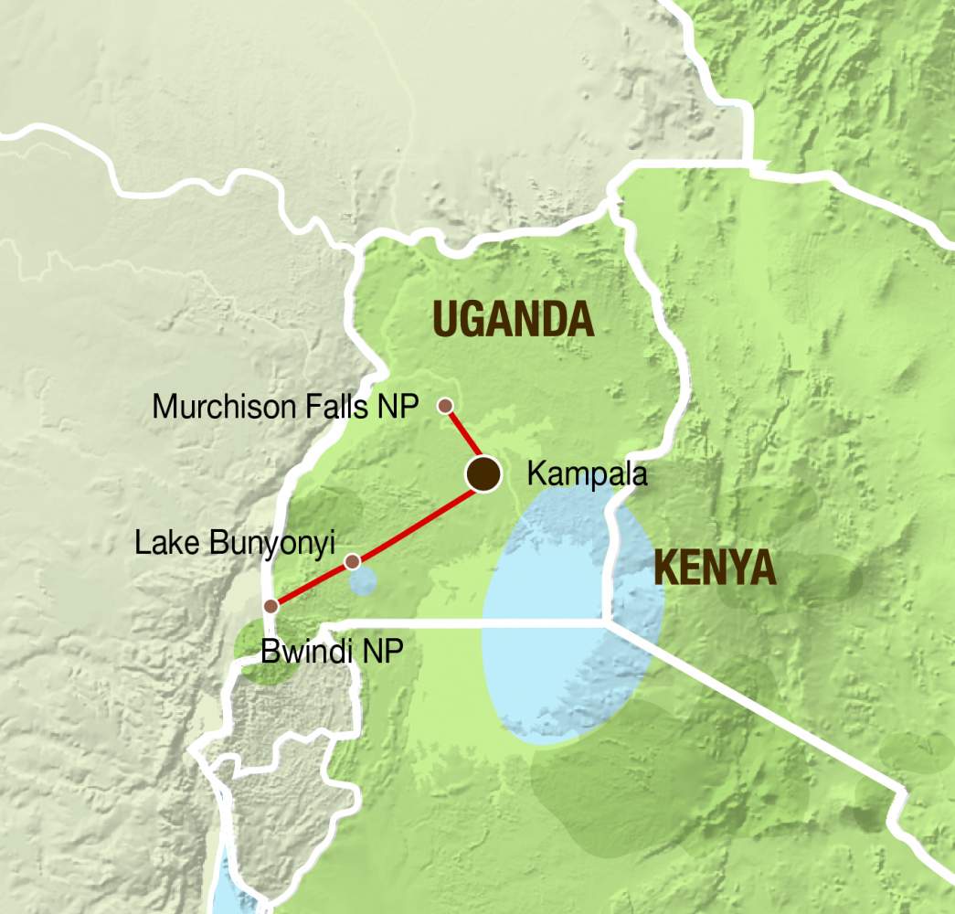 Reiseverlauf der Camping und Lodge Safari durch Uganda