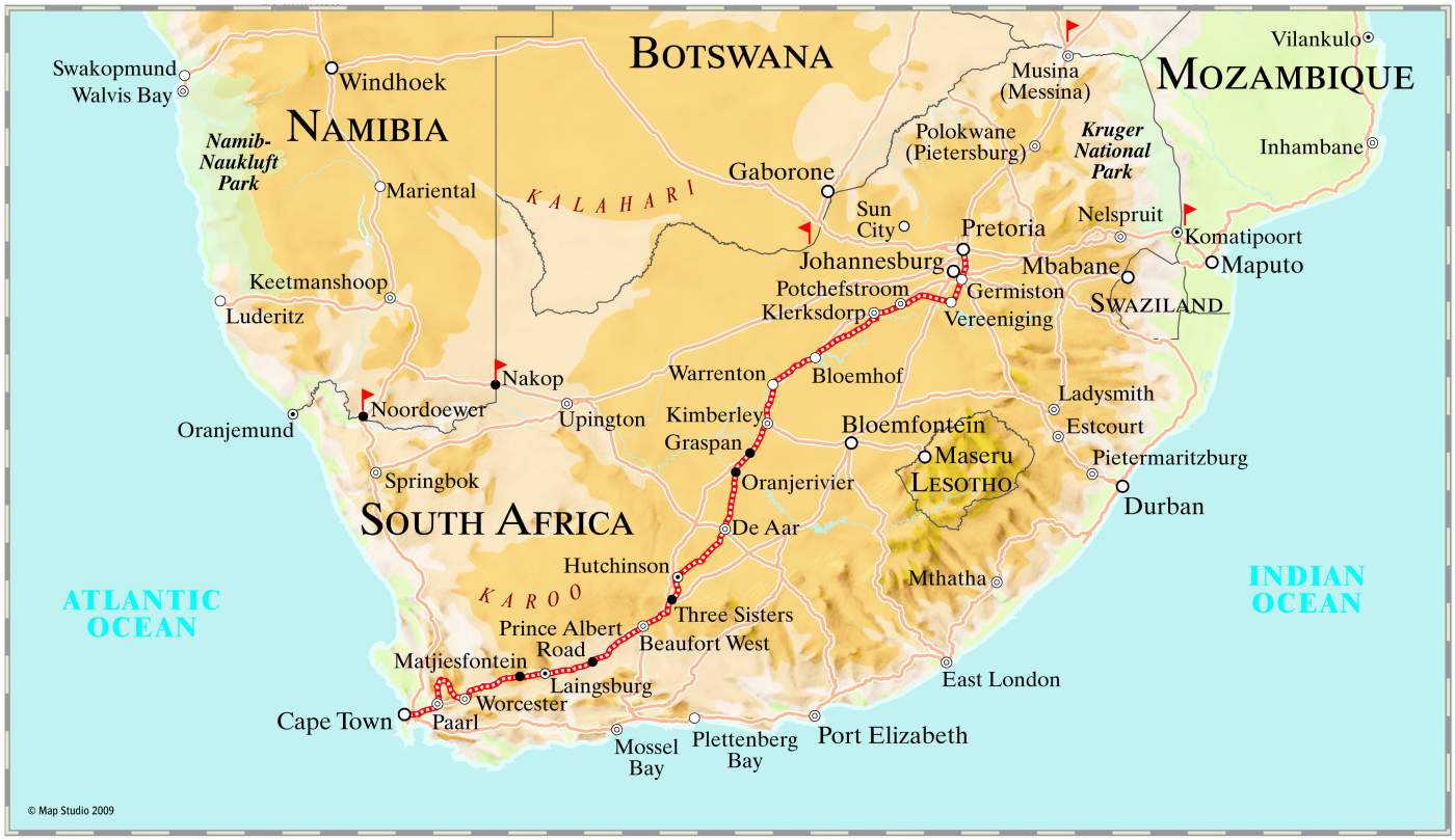 Reiseverlauf Luxuszugreise Afrika Pretoria - Kapstadt