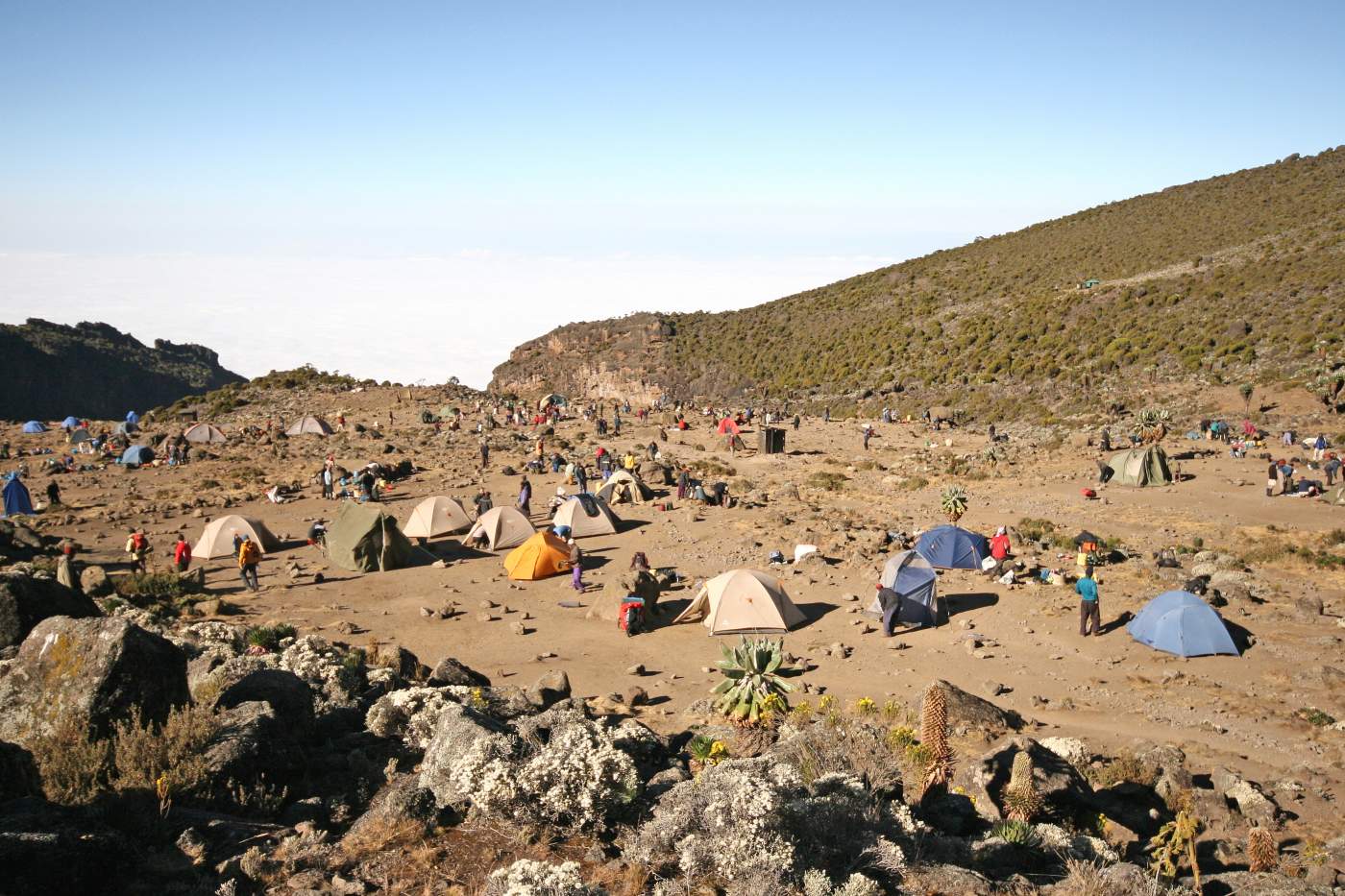 Kilimanjaro Kilimandscharo Besteigung Camp in der Höhe auf der Machame Route Tansania