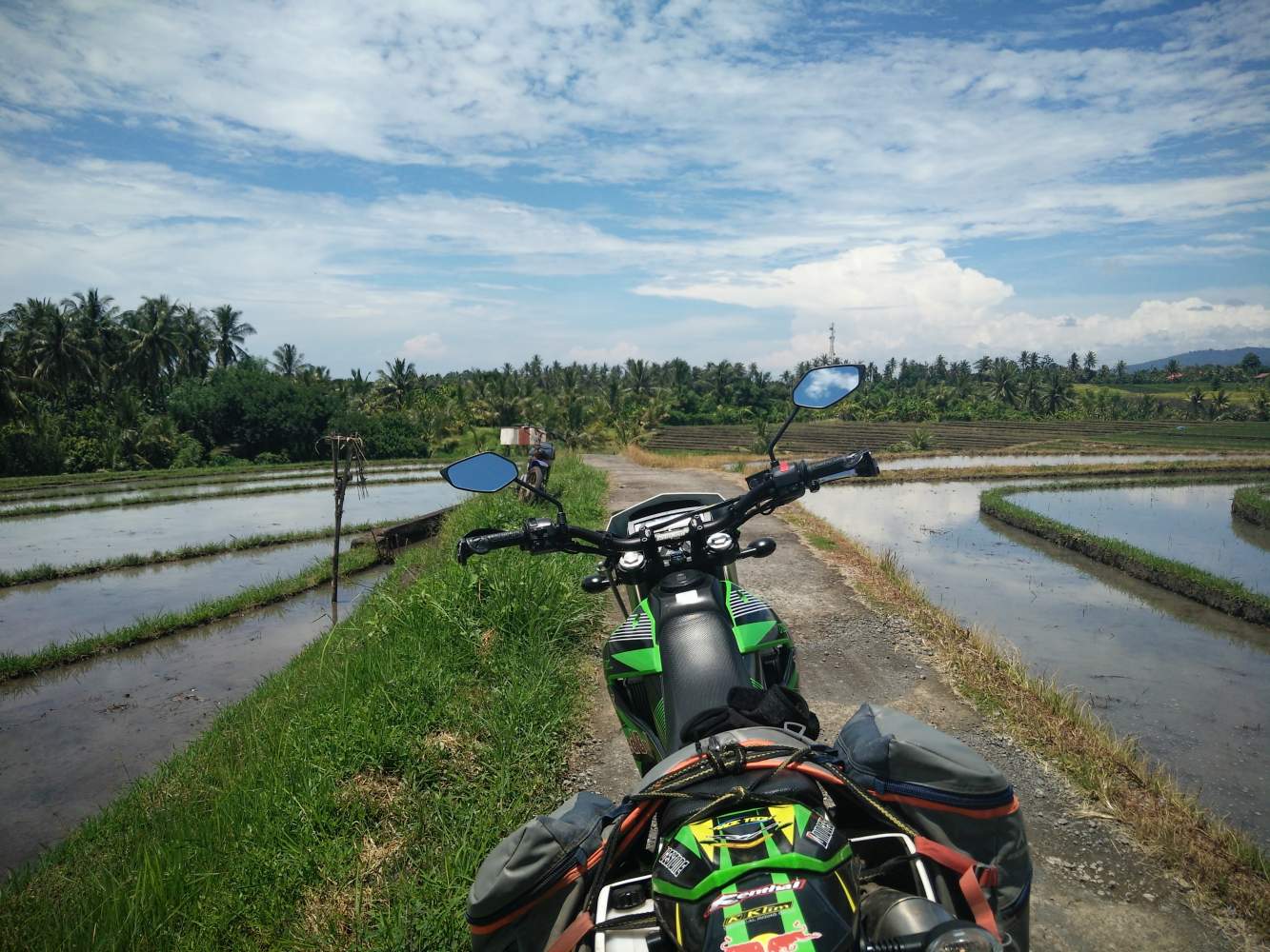 Mit dem Motorrad durch die Reisfelder