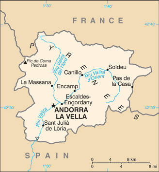 Karte von Andorra Karte von Andorra