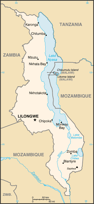 Landkarte Malawi Landkarte Malawi
