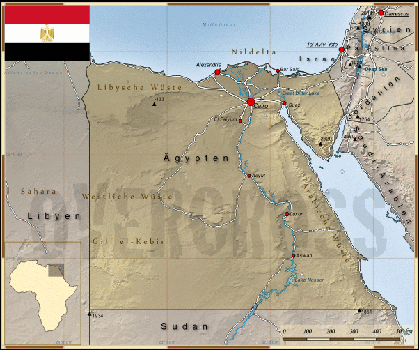 Reisekarte von Ägypten des Reiseveranstalters Overcross