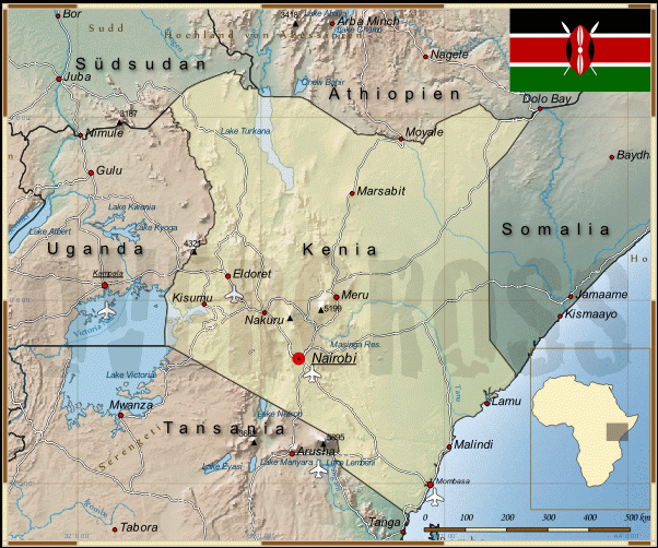Reisekarte von Kenia des Reiseveranstalters Overcross