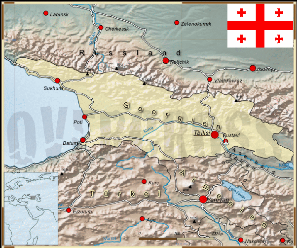 Reisekarte von Georgien des Reiseveranstalters OVERCROSS