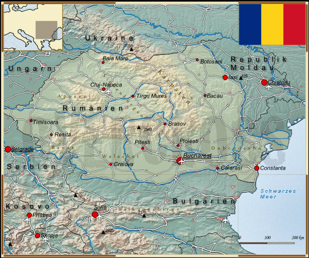 Reisekarte von Rumänien des Reiseveranstalters Overcross