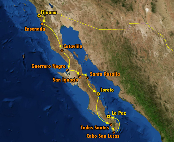 Tourverlauf der Mietwagenrundreise durch die Baja California, Mexico