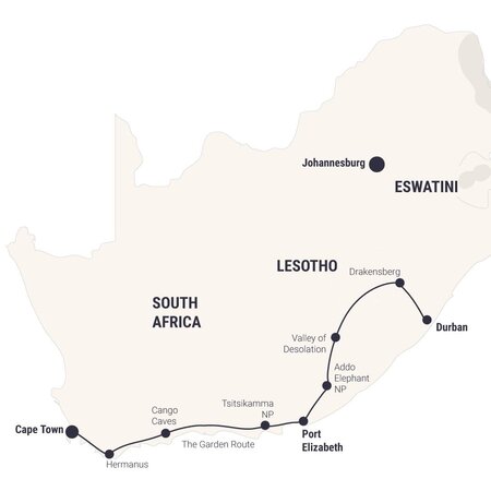 Lesoto, Eswatini e mais para norte