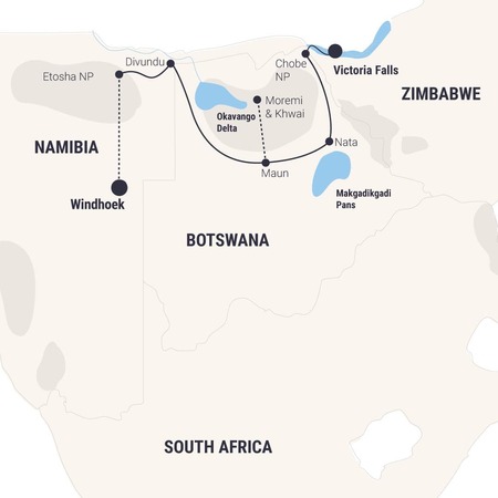Namibia Botswana Safari: 10 Tage zu den Victoriafällen