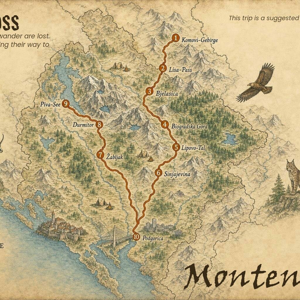 Montenegro 4x4 Camping Reise mit Mietwagen – Montenegro Roadbook