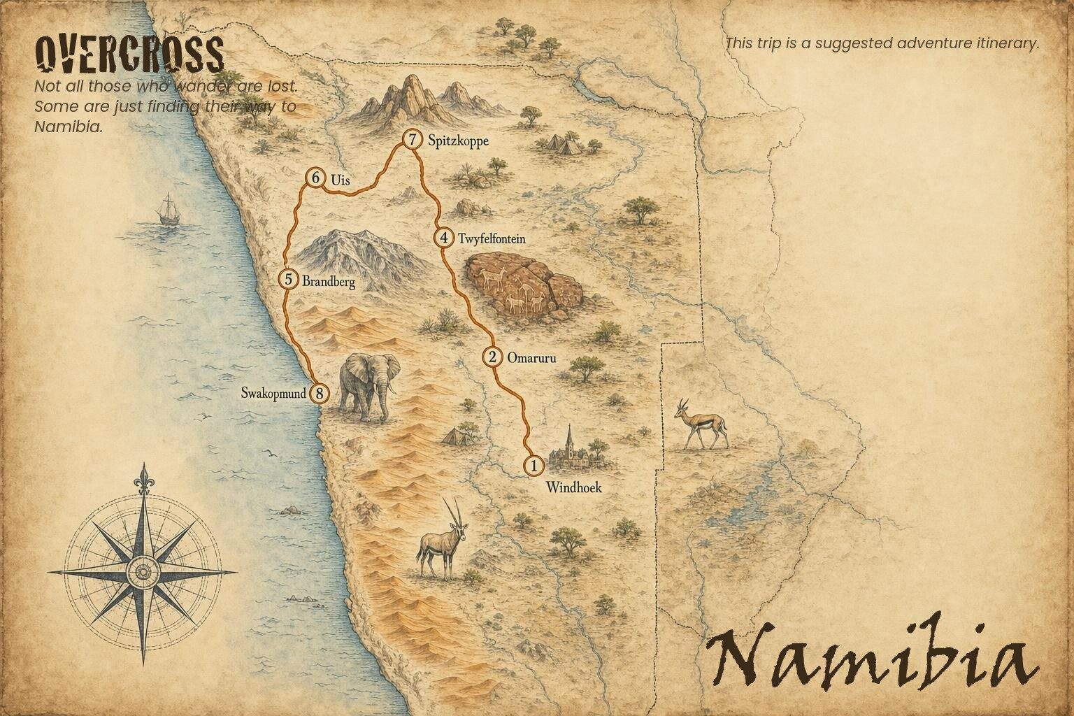 Damaraland : roches rouges et vastes pistes de gravier