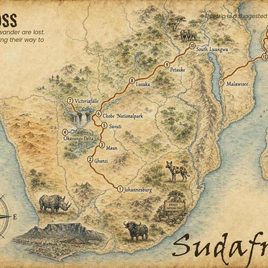 Okavango Delta bis Sansibar Gruppenreise Afrika – Sudafrika Roadbook